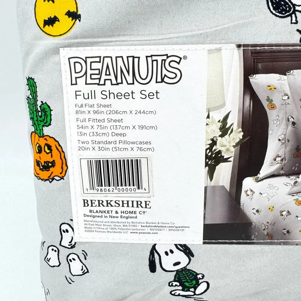 Peanuts Snoopy Spike Gray Halloween FULL Sheet Set Ghosts Mummy Cactus Skeleton